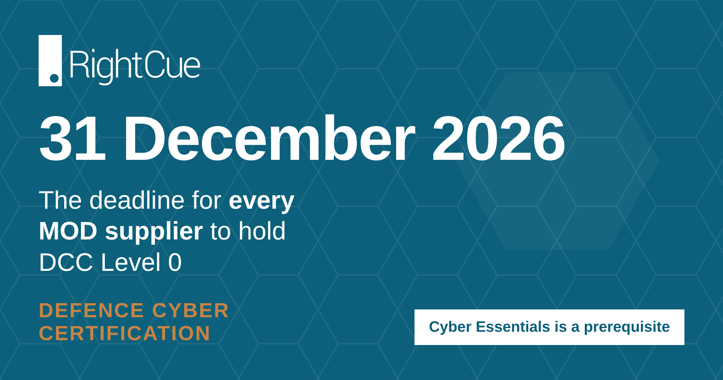 31 December 2026 is the deadline for MOD industry partners to hold Defence Cyber Certification Level 0.